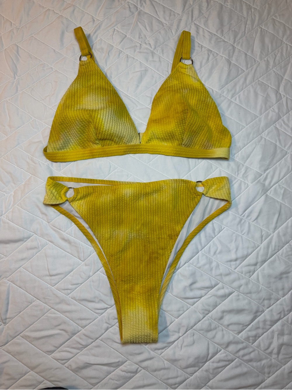 Yellow Ribbed Two-Piece Bikini Set